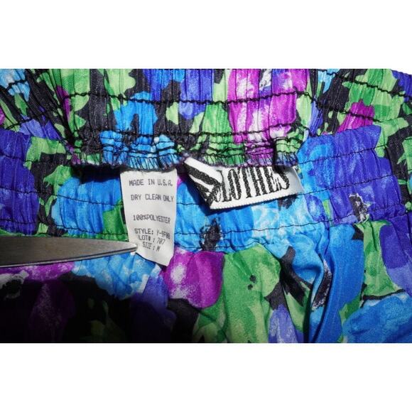 Vintage 90s Floral Midi Skirt – Size M – Made in USA – Elastic Waist – Bold Blue - Picture 5 of 5